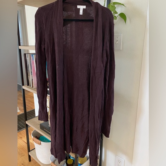 Leith longline Cardigan Sweater Burgundy - Picture 5 of 7
